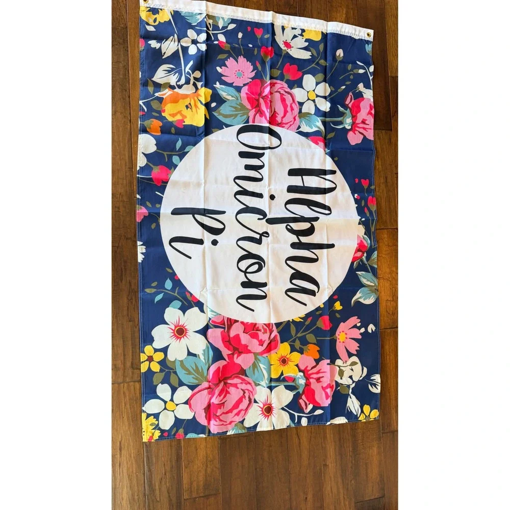 Alpha Omicron Pi Floral Greek Sorority 3'x5' Flag Dorm Decor Women OS Navy Blue